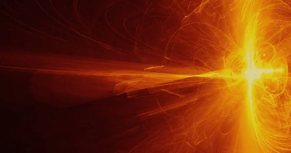 Sárga és narancssárga absztrakt vonalak görbék részecskék háttér — Stock Fotó