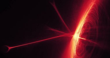 Kırmızı ve sarı soyut hatları eğrileri parçacıklar arka plan