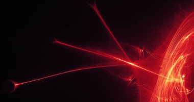 Kırmızı ve sarı soyut hatları eğrileri parçacıklar arka plan