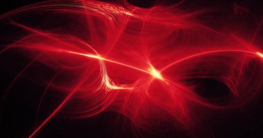 Kırmızı ve sarı soyut hatları eğrileri parçacıklar arka plan