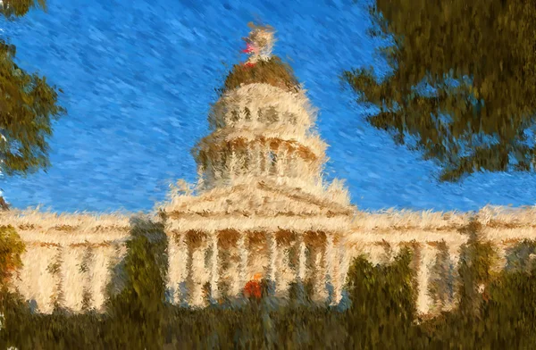 Peinture impressionniste rendu du Capitole de l'État de Californie — Photo