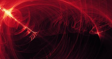 Kırmızı ve sarı soyut hatları eğrileri parçacıklar arka plan