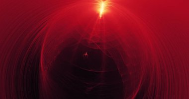 Kırmızı ve sarı soyut hatları eğrileri parçacıklar arka plan