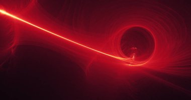 Kırmızı ve sarı soyut hatları eğrileri parçacıklar arka plan