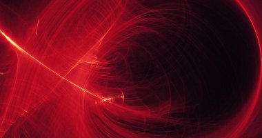 Kırmızı ve sarı soyut hatları eğrileri parçacıklar arka plan