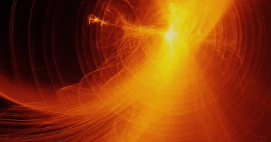 Sarı kırmızı turuncu soyut çizgiler eğrileri parçacıklar arka plan