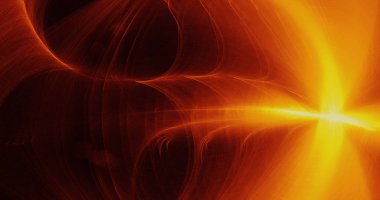 Sarı kırmızı turuncu soyut çizgiler eğrileri parçacıklar arka plan