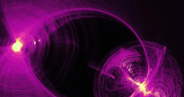 紫色和黄色的抽象线条曲线粒子背景 — 图库照片