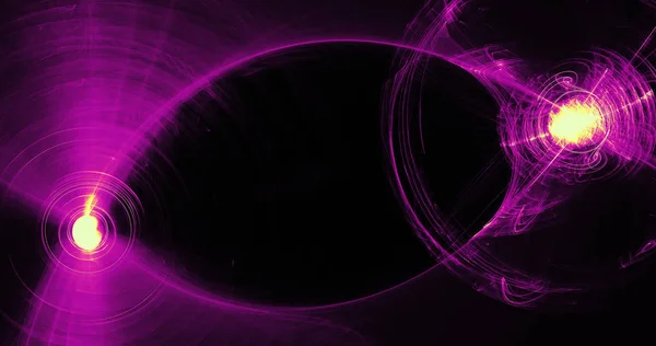 紫と黄色の抽象的な線曲線粒子背景 — ストック写真