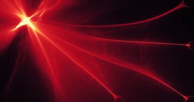 Kırmızı ve sarı soyut hatları eğrileri parçacıklar arka plan