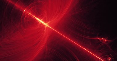 Kırmızı ve sarı soyut hatları eğrileri parçacıklar arka plan