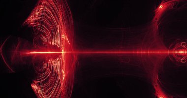 Kırmızı ve sarı soyut hatları eğrileri parçacıklar arka plan