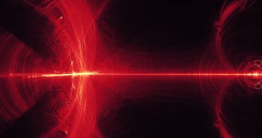 Kırmızı ve sarı soyut hatları eğrileri parçacıklar arka plan