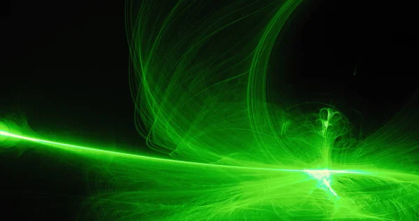 Groene abstracte lijnen curven deeltjes achtergrond — Stockfoto