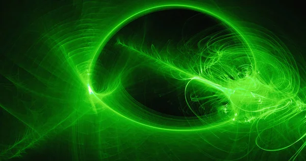 Lignes abstraites vertes Courbes Particules Fond — Photo