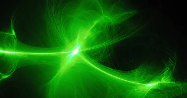 Linhas abstratas verdes Curvas Partículas Fundo — Fotografia de Stock