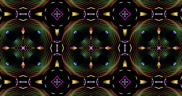 Kaleidoscopic Pattern On Dark Background In Vibrant Colors — Stock Photo, Image