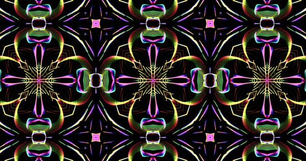 Kalejdoskopisk mönster på mörk bakgrund i levande färger — Stockfoto