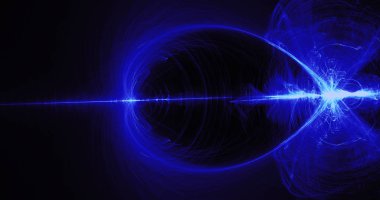 Mavi soyut çizgilerle eğrileri parçacıklar arka plan