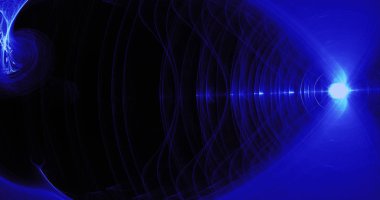 Mavi soyut çizgilerle eğrileri parçacıklar arka plan