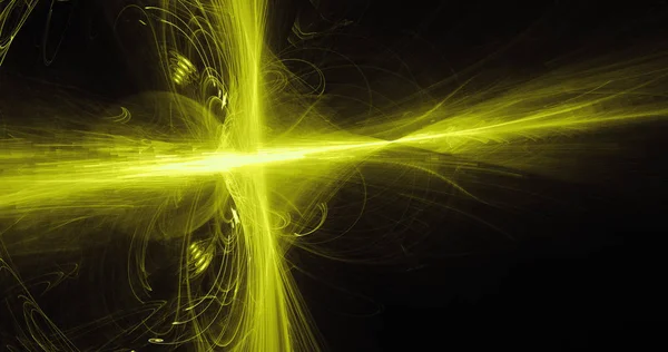 黄色の抽象的な線曲線粒子背景 — ストック写真