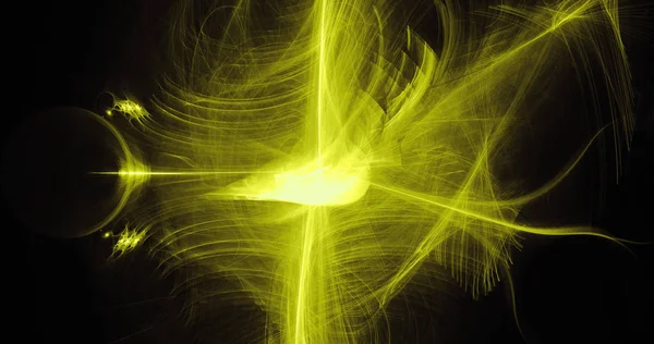 Linhas abstratas amarelas Curvas Partículas Fundo — Fotografia de Stock
