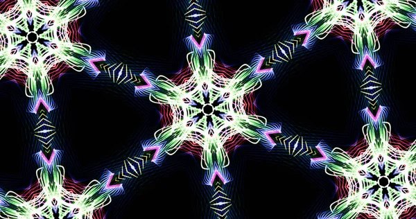 Калейдоскопический узор на тёмном фоне в ярких цветах — стоковое фото