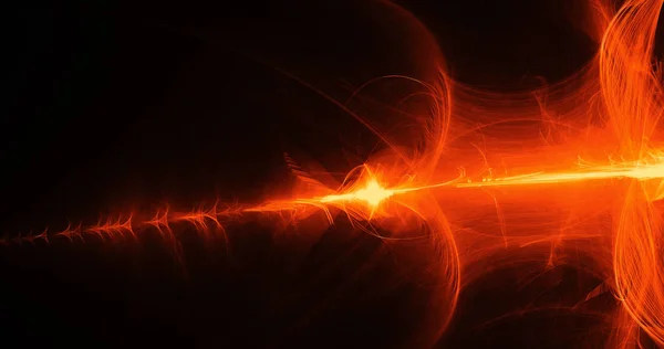 オレンジ色の抽象的な線曲線粒子背景 — ストック写真
