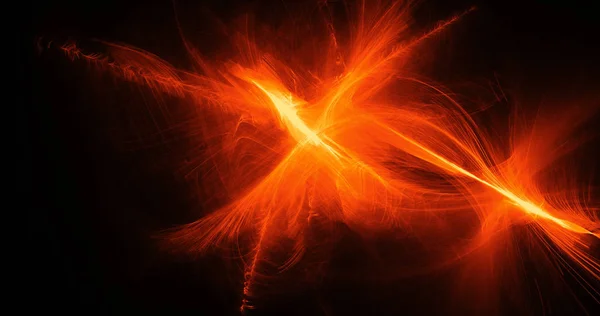 オレンジ色の抽象的な線曲線粒子背景 — ストック写真