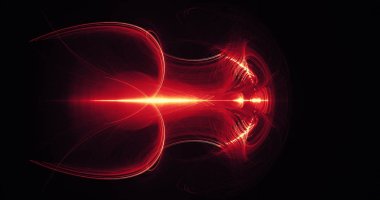 Kırmızı ve sarı soyut hatları eğrileri parçacıklar arka plan