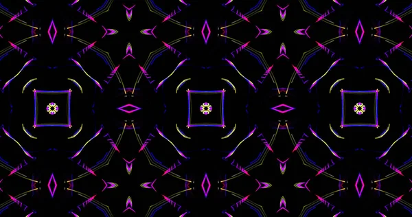 Kaleidoskopisches Muster auf dunklem Hintergrund in lebendigen Farben — Stockfoto