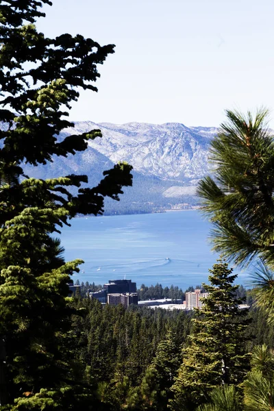 South Lake Tahoe State Line Nevada From Distance Vertical Format — Stock Photo, Image