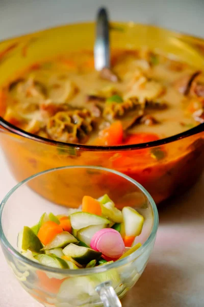 Bowl Soto Betawi Indonesian Native Traditional Soup Made Beef Beef — Stock Photo, Image