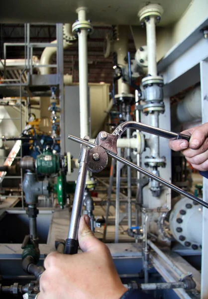 Tubulação Flexão Isnstrumentation Uma Planta Industrial — Fotografia de Stock