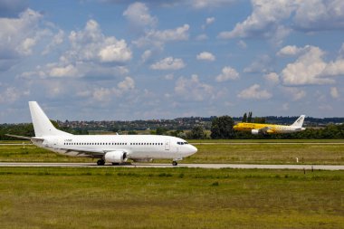 Hungary Budapest Aug 25, 2019: Eurowing Airline Passenger jets Airbus about to land at Budapest international airport. 