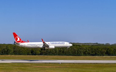 Budapeşte Macaristan 22 Eylül 2019: Türk Havayolları Boeing 737 Tc-Jya Budapeşte 