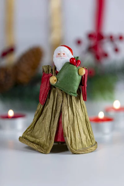 Colección Navideña Regalos Ornamentos Decorativos Sobre Fondo Navideño Naturaleza Muerta — Foto de Stock