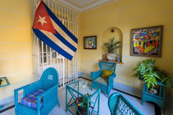 Havana Cuba Fevereiro 2018 Interior Uma Casa Estilo Colonial Havana — Fotografia de Stock