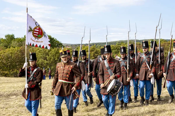 Pkozd Hungary September 2019 Unidentified Reenactors Fighting Historic War Independence — 图库照片