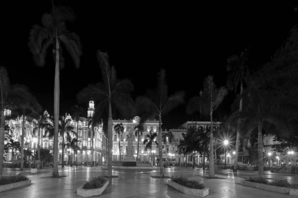 Vista Noturna Hotel Inglaterra Gran Teatro Habana Rua Paseo Marti — Fotografia de Stock