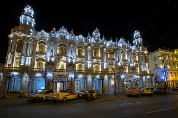 Vue Nuit Hôtel Inglaterra Gran Teatro Habana Sur Rue Paseo — Photo