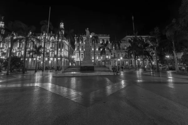 Vista Nocturna Del Hotel Inglaterra Gran Teatro Habana Calle Paseo — Foto de Stock