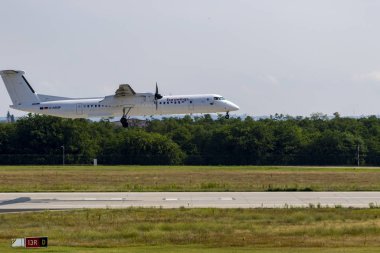 Budapeşte Macaristan 20 Ağustos 2019: Eurowings Havayolu D-ABQP Budapeşte Uluslararası Havaalanına yeni indi.