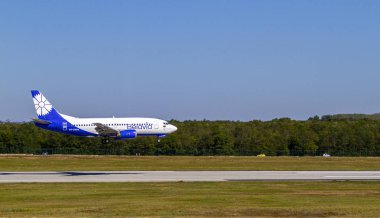 Budapeşte Macaristan 22 Eylül 2019: Belavia Havayolları Boeing 737 Ew-290pa Budapeşte 