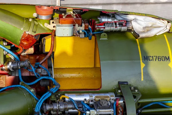 Sezione Trasversale Motore Reazione Militare Turbofan Che Governa Sistema Alimentazione — Foto Stock
