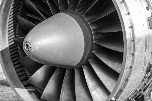 Közeli Katonai Sugárhajtómű Nikkelötvözetből Készült Repülőgép Turbinamotor — Stock Fotó