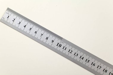 Metric, imprial steel ruler, isolated on white.