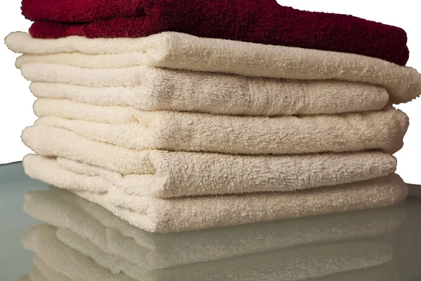 Stack Towels White Background — Stock Photo, Image