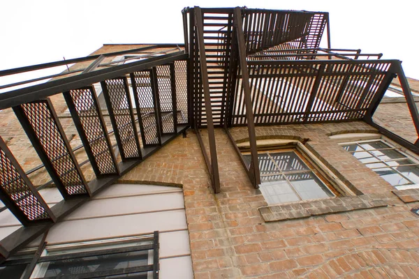 Escada Madeira Velha Cidade — Fotografia de Stock
