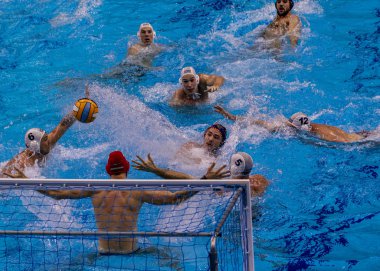 Budapeşte Macaristan 26 Ocak 2020: 34. Avrupa sutopu şampiyonası Macaristan - İspanya altın madalya. Macaristan 2020 Avrupa Şampiyonası Altın Madalyası aldı.. 